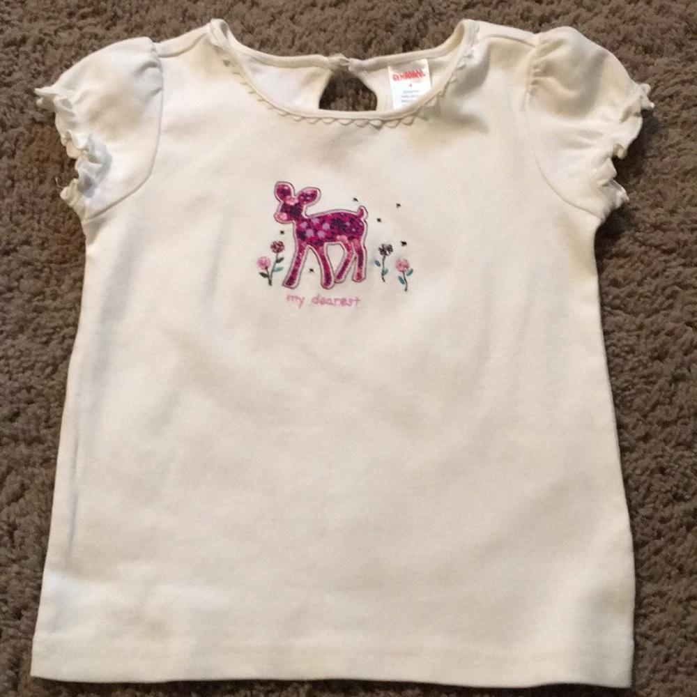 Vintage Girls Gymboree Cream Pretty In Plum Deer top Sz 4